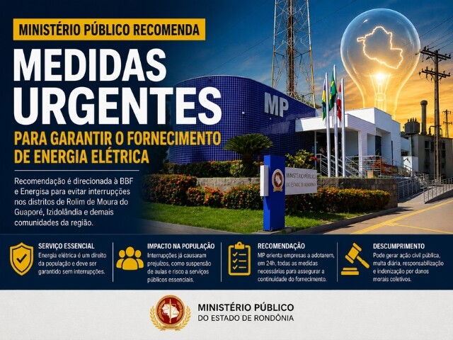 Ministério Público recomenda medidas urgentes para garantir fornecimento de energia em distritos de Alta Floresta d’Oeste