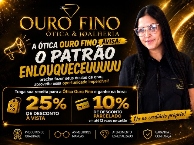 Ótica Ouro Fino lança promoção especial com descontos de até 25% em óculos de grau