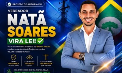 Projeto de autoria do vereador Natã Soares vira lei e determina retirada de fios em desuso em Alta Floresta d’Oeste