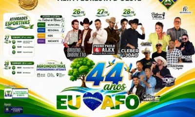 Alta Floresta D'Oeste comemora 44 anos com programação cultural, esportiva e grandes shows