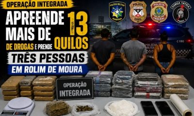 Operação integrada apreende mais de 13 quilos de drogas e prende três pessoas em Rolim de Moura