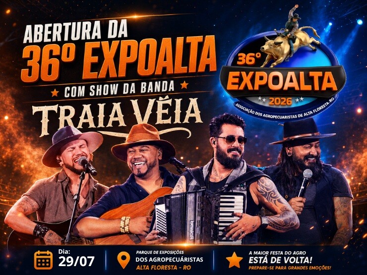 36ª Expoalta começa nesta quarta-feira com rodeio e show da banda Traia Véia